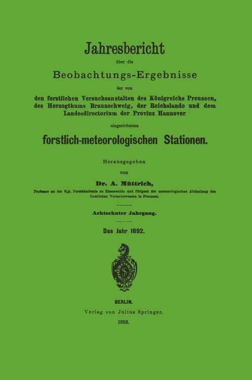 Produktbild: Jahresbericht &uuml;ber die Beobachtungs-Ergebnisse