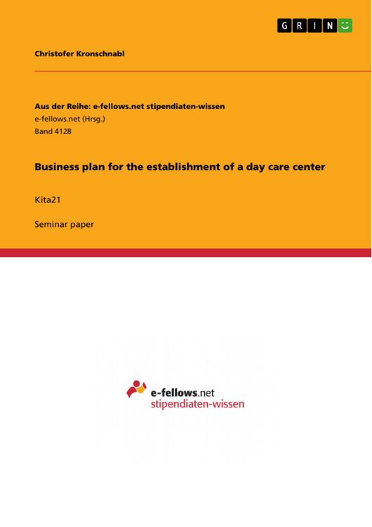 Produktbild: Business plan for the establishment of a day care center