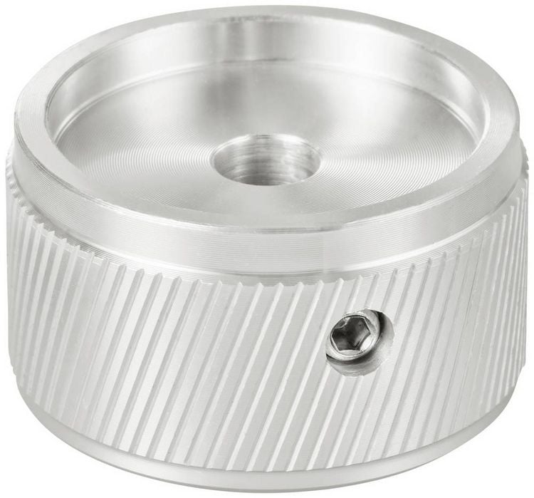 Produktbild: TRU COMPONENTS TC-11613820 Drehknopf mit Knopfmarkierung Silber (&Oslash; x H) 30 mm x 17 mm Aluminium 1 St.