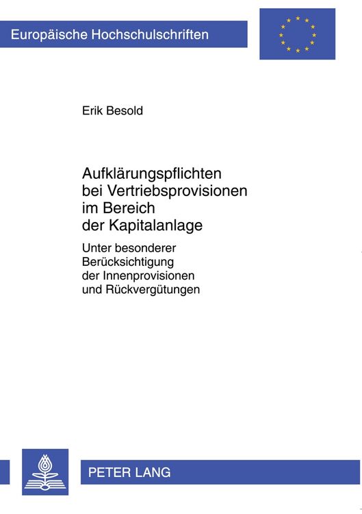 Produktbild: Aufkl&auml;rungspflichten bei Vertriebsprovisionen im Bereich der Kapitalanlage