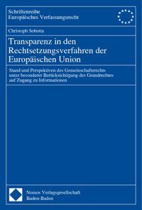 Produktbild: Transparenz in den Rechtsetzungsverfahren der Europ&auml;ischen Union