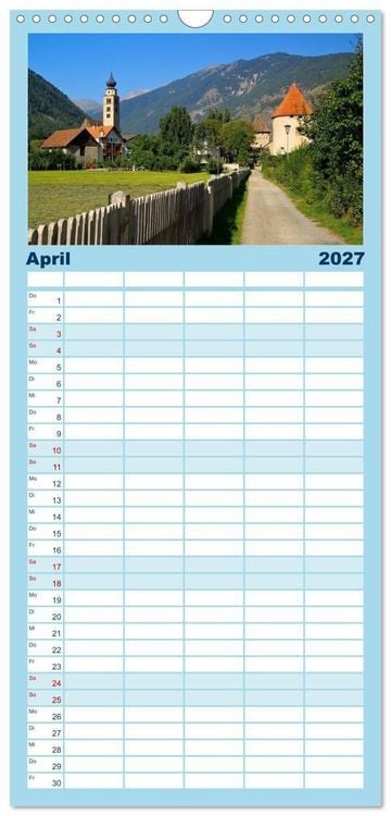 Produktbild: Familienplaner 2027 - Vinschgau - Die Sonnenseite S&uuml;dtirols mit 5 Spalten (Wandkalender, 21 x 45 cm) CALVENDO