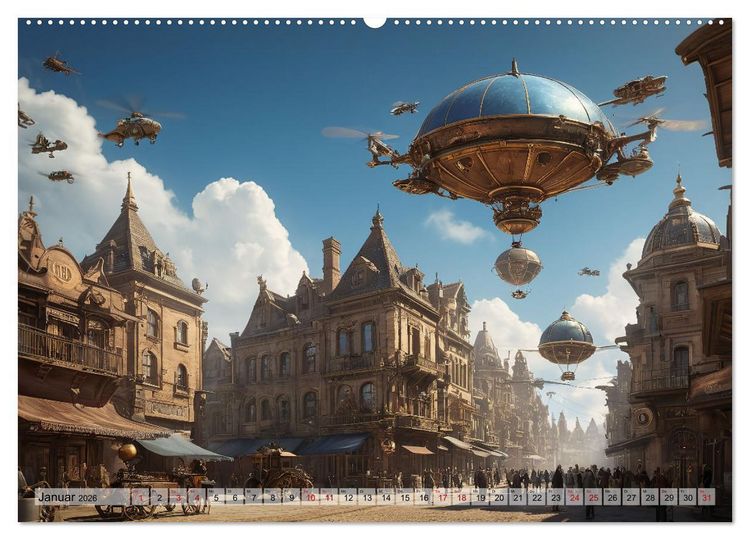 Produktbild: Steampunk - fantastische Flugger&auml;te (Wandkalender 2026 DIN A2 quer), CALVENDO Monatskalender
