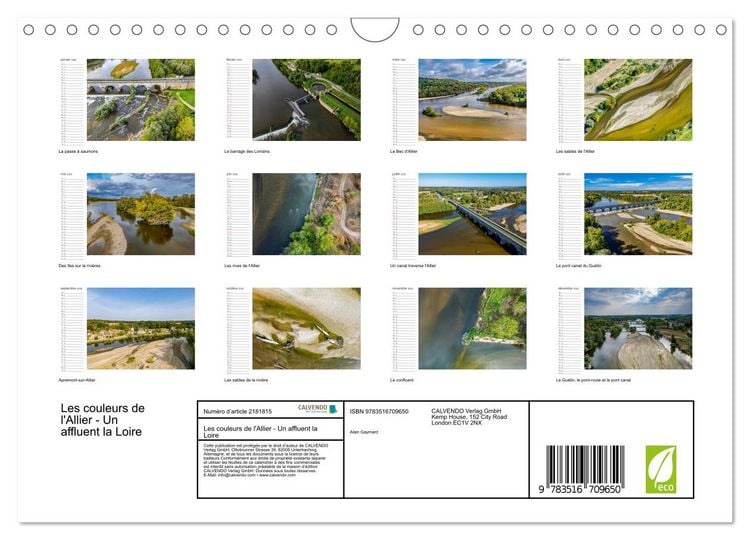 Produktbild: Les couleurs de l'Allier - Un affluent la Loire (Calendrier mural 2026 DIN A4 vertical), CALVENDO calendrier mensuel