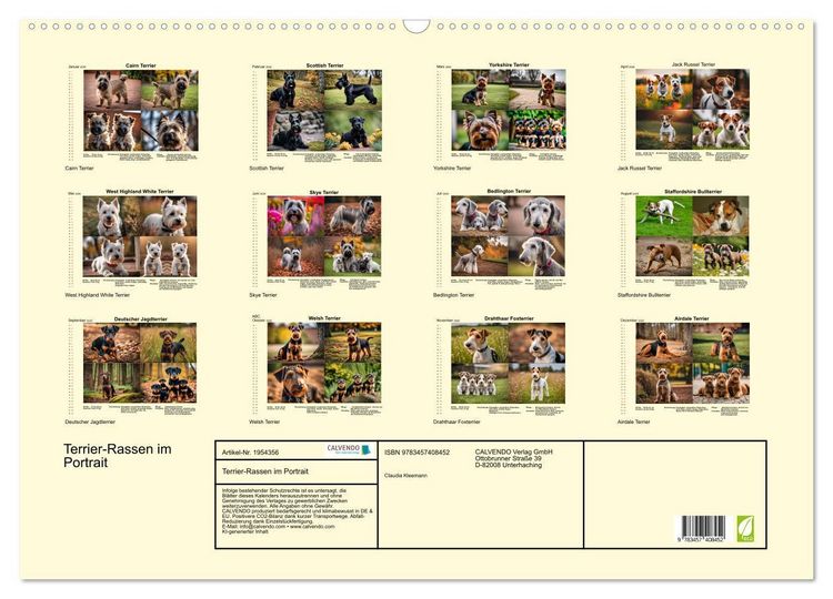 Produktbild: Terrier-Rassen im Portrait (Wandkalender 2026 DIN A2 quer), CALVENDO Monatskalender