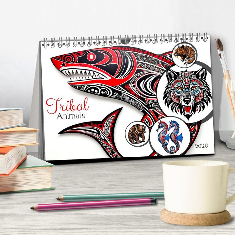 Produktbild: Tribal animals (Desk Calendar 2026 DIN A5 landscape), CALVENDO 12 Month DeskCalendar