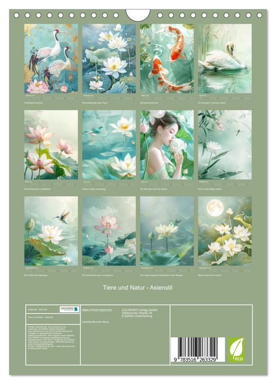 Produktbild: Tiere und Natur - Asienstil (Wandkalender 2026 DIN A4 hoch), CALVENDO Monatskalender