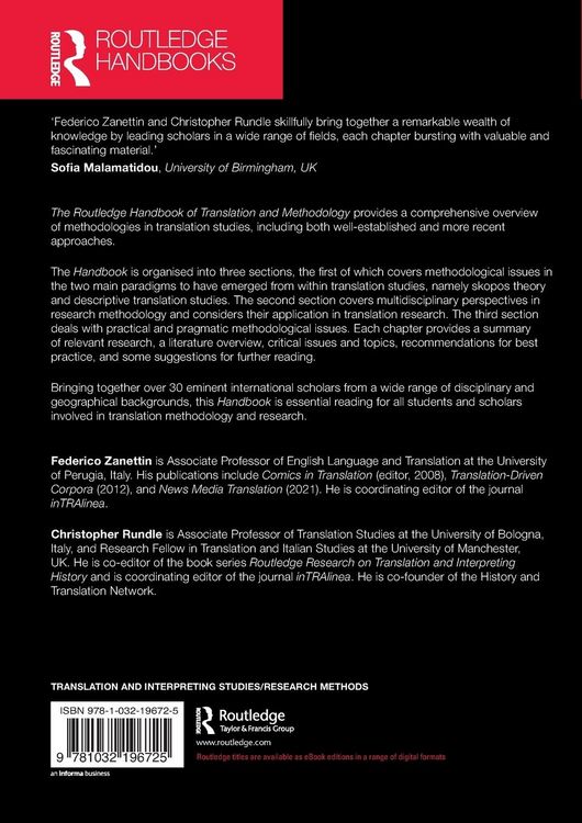 Produktbild: The Routledge Handbook of Translation and Methodology