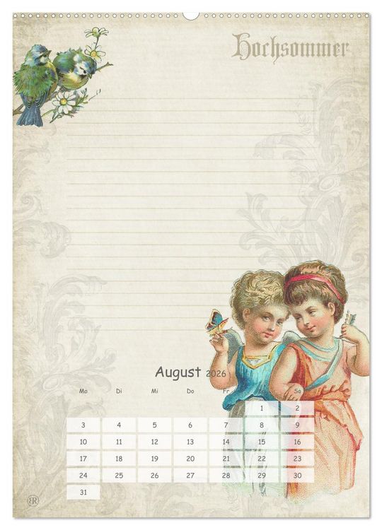 Produktbild: Nostalgie-Jahr, Motive aus alten Poesiealben (Wandkalender 2026 DIN A2 hoch), CALVENDO Monatskalender