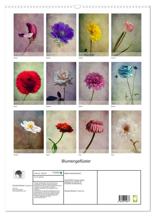 Produktbild: Blumengefl&uuml;ster (Wandkalender 2026 DIN A2 hoch), CALVENDO Monatskalender