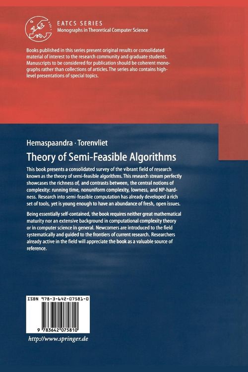Produktbild: Theory of Semi-Feasible Algorithms
