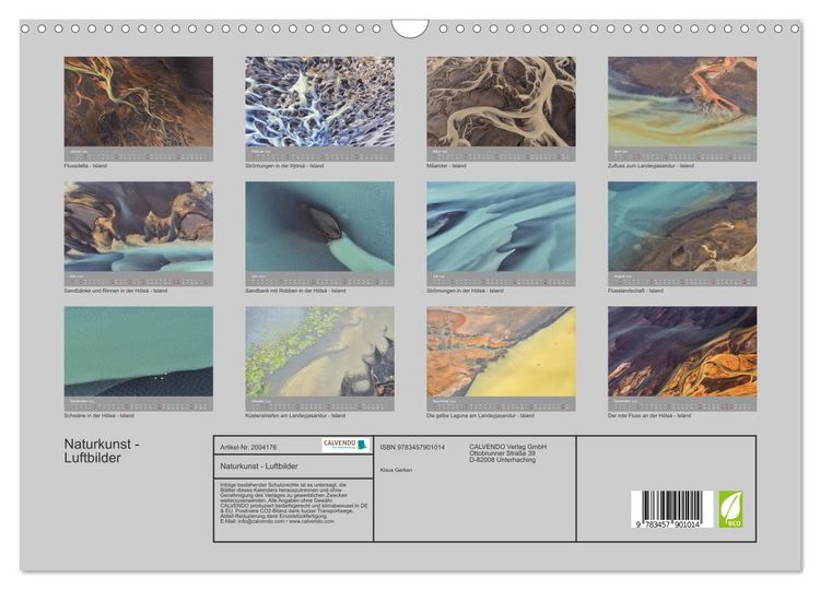 Produktbild: Naturkunst - Luftbilder (Wandkalender 2026 DIN A3 quer), CALVENDO Monatskalender