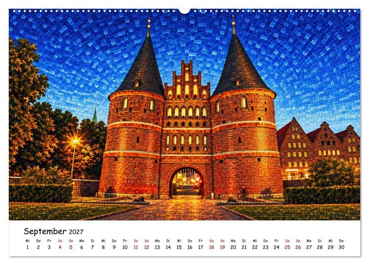 Produktbild: Deutschland als Mosaik. Stadt f&uuml;r Stadt ein Kunstwerk (Wandkalender 2027 DIN A2 quer), CALVENDO Monatskalender