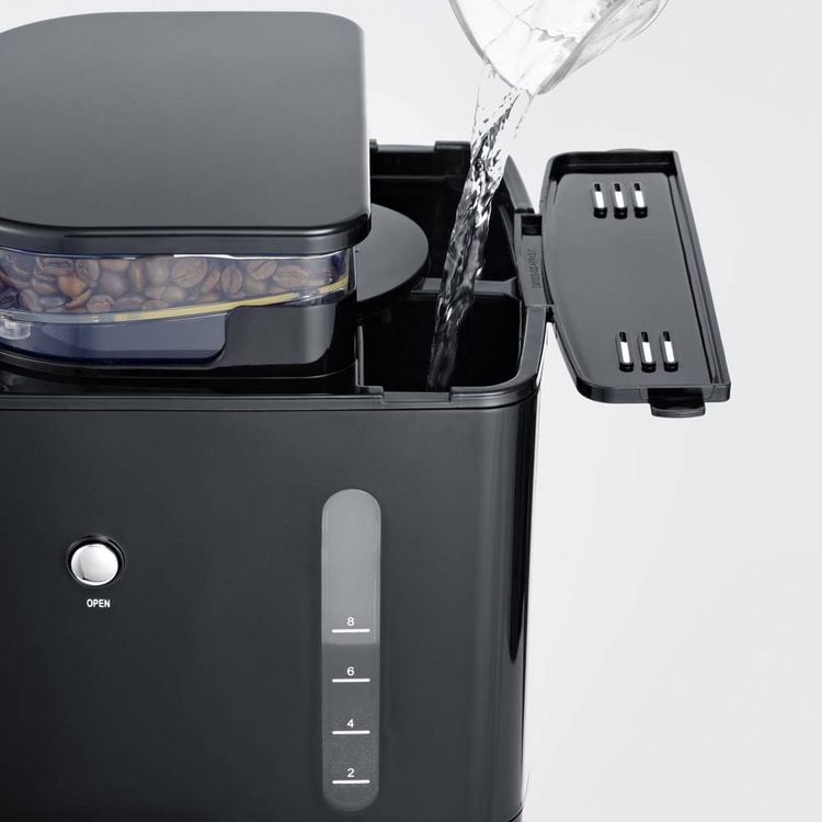 Produktbild: Severin Filterkaffeemaschine mit Mahlwerk und Edelstahl-Thermokanne, Kaffeemaschine Schwarz, Edelstahl (geb&uuml;rstet) Fassungsverm&ouml;gen Tassen=8 Displa