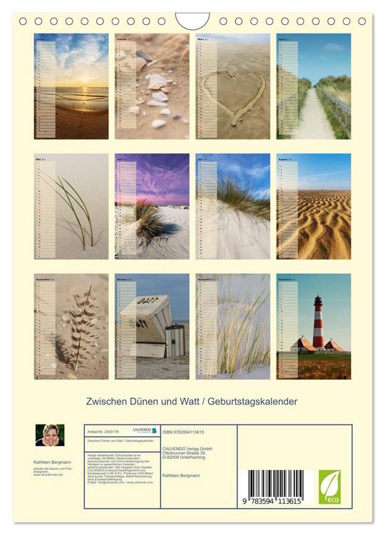 Produktbild: Zwischen D&uuml;nen und Watt / Geburtstagskalender (Wandkalender 2027 DIN A4 hoch), CALVENDO Monatskalender
