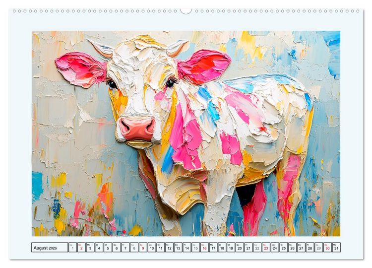 Produktbild: K&uuml;he im &Ouml;lgem&auml;lde-Stil. Ein Jahr mit lieblichen Tieren (Wandkalender 2026 DIN A2 quer), CALVENDO Monatskalender
