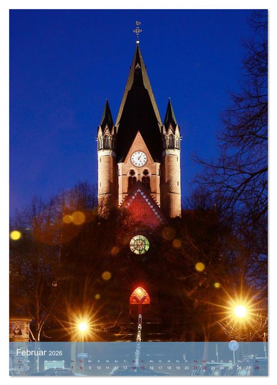 Produktbild: NACHT IN HALLE SAALE (Wandkalender 2026 DIN A2 hoch), CALVENDO Monatskalender