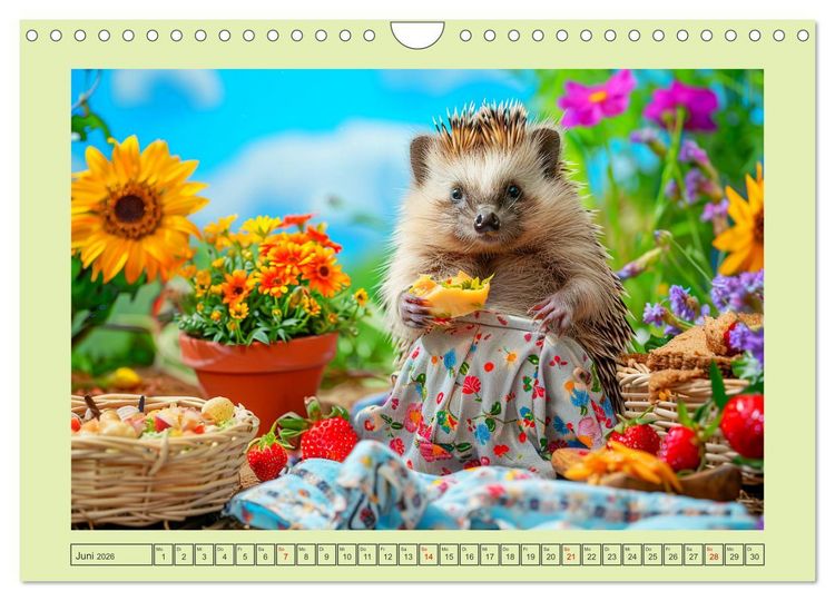 Produktbild: Zauberhafte Igel-Models. Blumiger Stil in der Natur (Wandkalender 2026 DIN A4 quer), CALVENDO Monatskalender