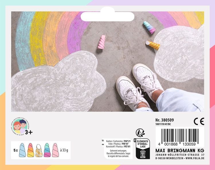 Produktbild: Einhorn Straßenmalkreide, 5 Stück à 35g, farbig sortiert
