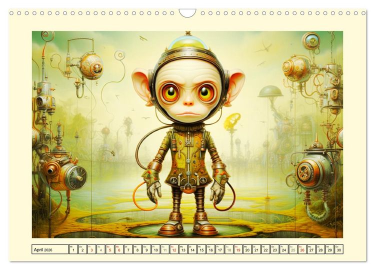 Produktbild: Fabelhafte Maschinen. Pop-Surrealistische Roboter-Tiere (Wandkalender 2026 DIN A3 quer), CALVENDO Monatskalender
