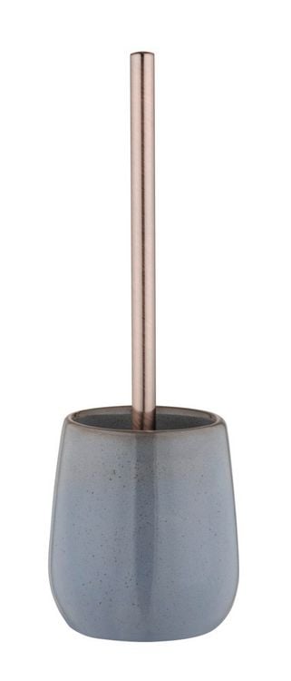 Produktbild: WC-Garnitur Mod. Sirmione, grau/kupfer, Keramik, Edelstahl, &Oslash;10.5x40 cm, mit schwarzem B&uuml;rstenkopf
