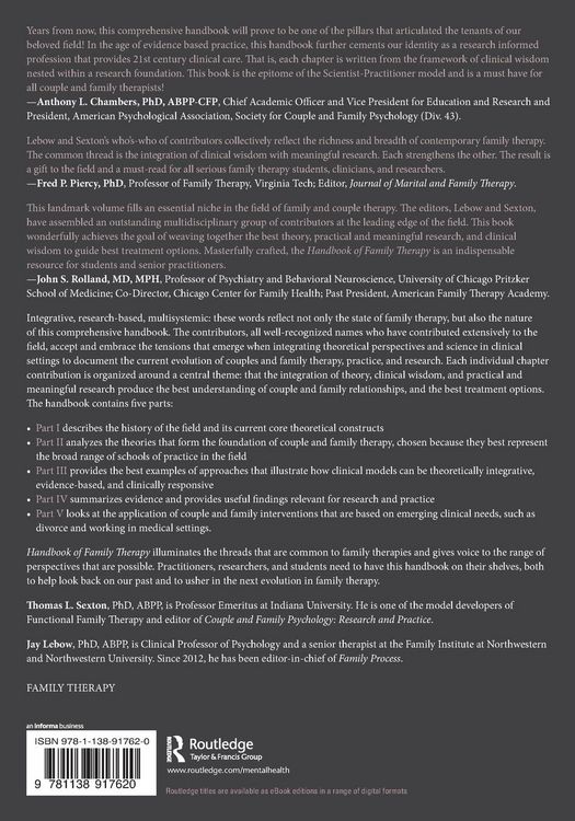 Produktbild: Handbook of Family Therapy