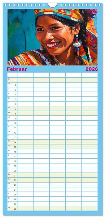Produktbild: Familienplaner 2026 - Farbenfroh Weiblich mit 5 Spalten (Wandkalender, 21 x 45 cm) CALVENDO