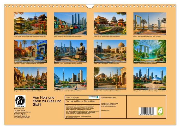 Produktbild: Von Holz und Stein zu Glas und Stahl (Wandkalender 2026 DIN A3 quer), CALVENDO Monatskalender