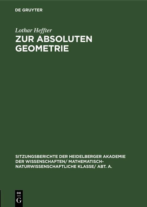 Produktbild: Zur absoluten Geometrie