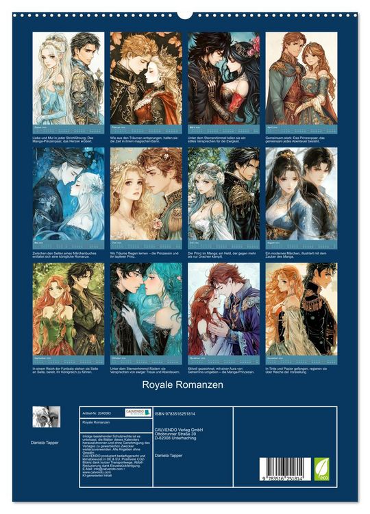 Produktbild: Royale Romanzen (hochwertiger Premium Wandkalender 2026 DIN A2 hoch), Kunstdruck in Hochglanz