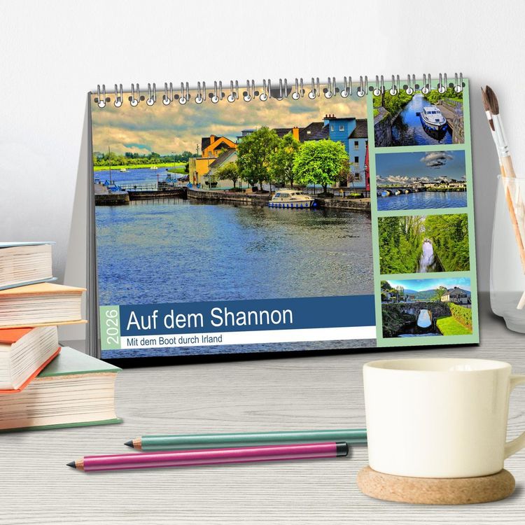 Produktbild: Auf dem Shannon - Mit dem Boot durch Irland (Tischkalender 2026 DIN A5 quer), CALVENDO Monatskalender