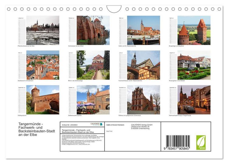 Produktbild: Tangerm&uuml;nde - Fachwerk- und Backsteinbauten-Stadt an der Elbe (Wandkalender 2026 DIN A4 quer), CALVENDO Monatskalender