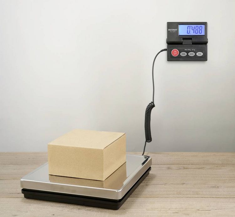 Produktbild: VOLTCRAFT PLS-205S Plattformwaage VC-15445055 W&auml;gebereich (max.) 50 kg Ablesbarkeit 1 g netzbetrieben, batteriebetrieben Edelstahl