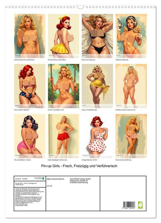 Produktbild: Pin-up Girls - Frech, Freiz&uuml;gig und Verf&uuml;hrerisch (Wandkalender 2026 DIN A2 hoch), CALVENDO Monatskalender