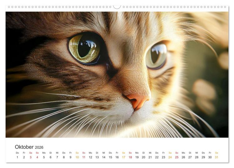 Produktbild: Katzen - Kalender f&uuml;r alle Miezenfans (Wandkalender 2026 DIN A2 quer), CALVENDO Monatskalender