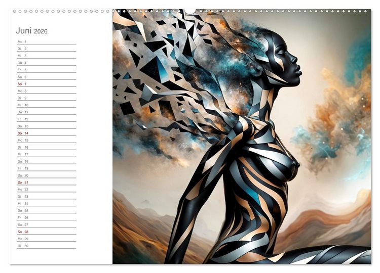 Produktbild: Tarnung und Illusion KI-Kunstvolle Verschmelzung von K&ouml;rper und Umgebung (Wandkalender 2026 DIN A2 quer), CALVENDO Monatskalender