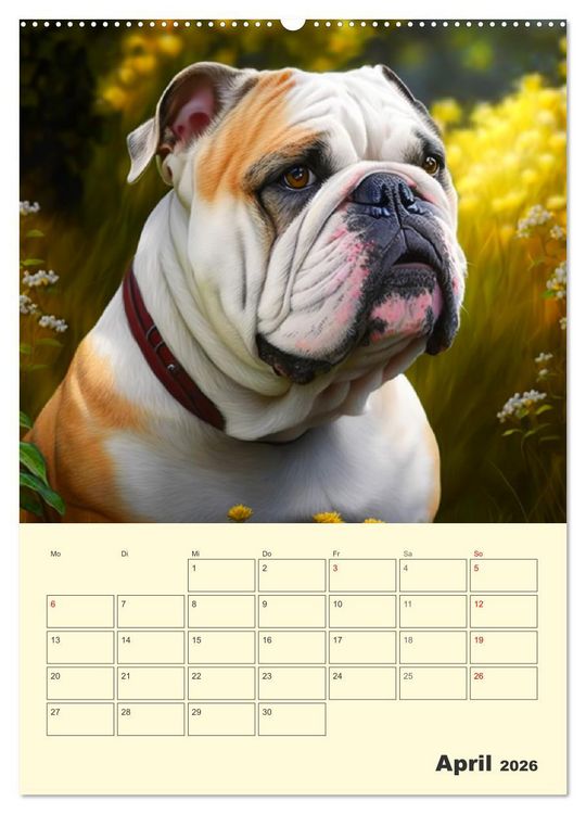 Produktbild: English Bulldogs. Fr&ouml;hliche Dickk&ouml;pfe mit Charakter (Wandkalender 2026 DIN A2 hoch), CALVENDO Monatskalender