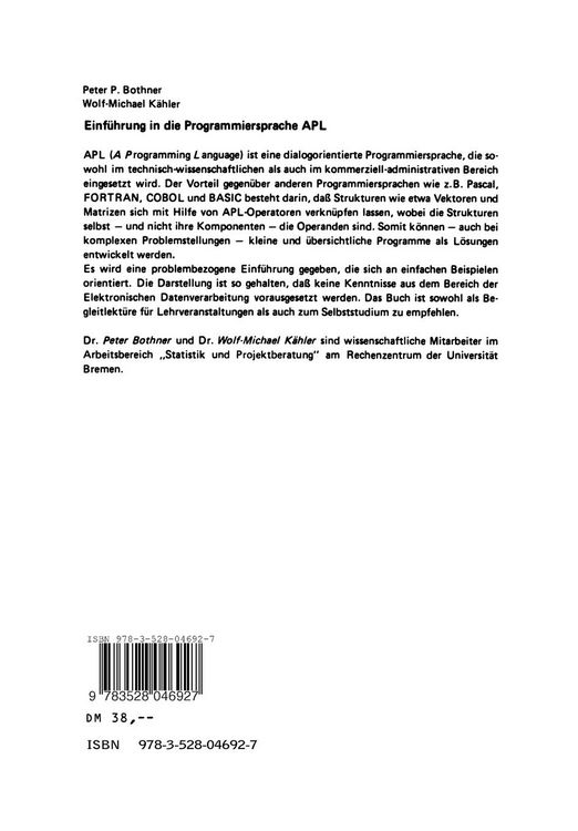 Produktbild: Einf&uuml;hrung in die Programmiersprache APL