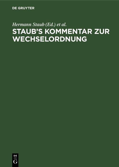 Produktbild: Staub's Kommentar zur Wechselordnung