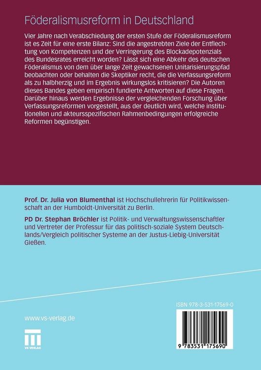 Produktbild: F&ouml;deralismusreform in Deutschland