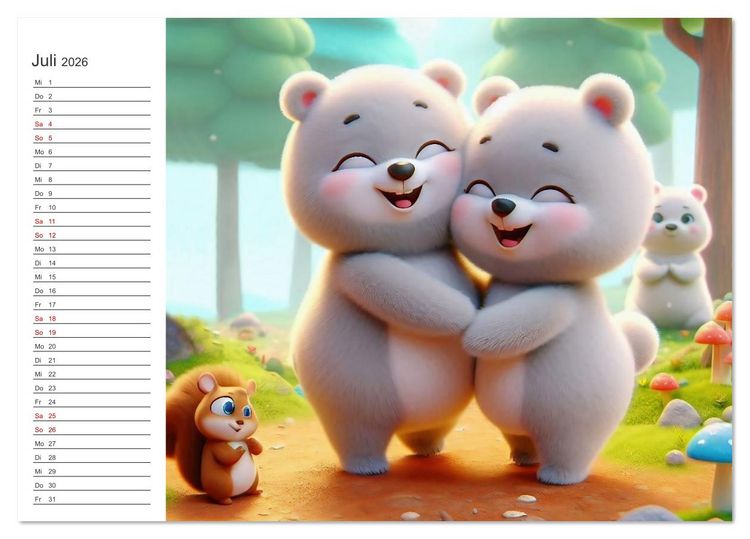 Produktbild: Knuddel und Kuschel (Tischkalender 2026 DIN A5 quer), CALVENDO Monatskalender