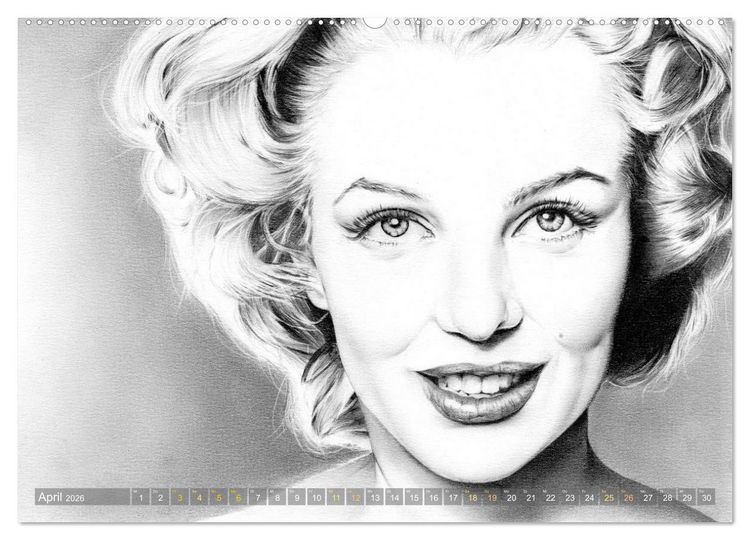 Produktbild: Hollywood Ikonen in Bleistift (hochwertiger Premium Wandkalender 2026 DIN A2 quer), Kunstdruck in Hochglanz