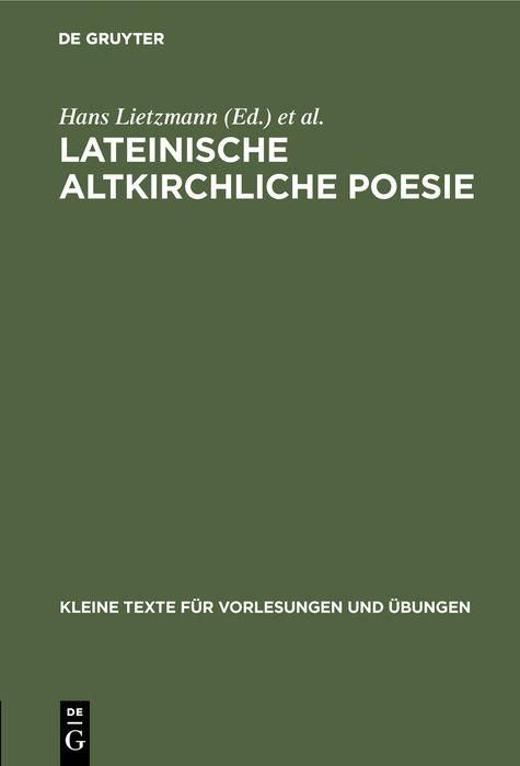 Produktbild: Lateinische altkirchliche Poesie