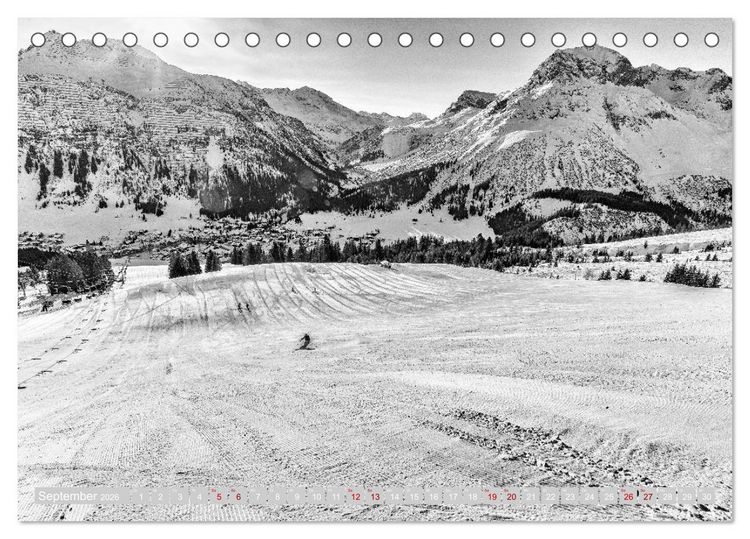 Produktbild: Arlberg black and white (Tischkalender 2026 DIN A5 quer), CALVENDO Monatskalender