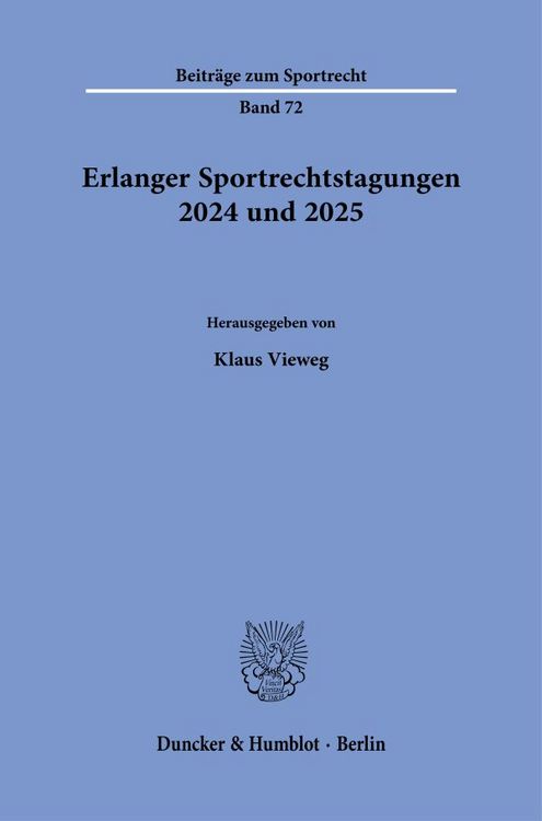Produktbild: Erlanger Sportrechtstagungen 2024 und 2025