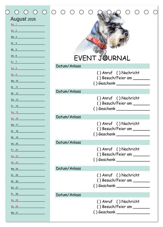 Produktbild: B-DAY PLANER - Aquarell Hunderassen - F&uuml;r Termine, Geschenke, Eventdetails & mehr (Tischkalender 2026 DIN A5 hoch), CALVENDO Monatskalender