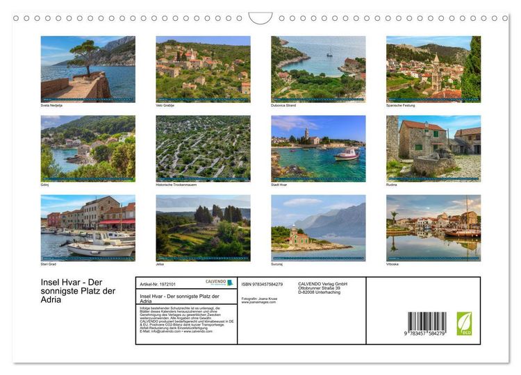 Produktbild: Insel Hvar - Der sonnigste Platz der Adria (Wandkalender 2026 DIN A3 quer), CALVENDO Monatskalender