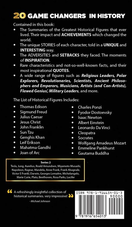 Produktbild: 20 Game Changers In History (Series 1); A Note on the Lives and Impact of these Great Minds & Historical Figures (Edison, Freud, Mozart, Joan Of Arc, Jesus, Gandhi, Einstein, Buddha, and more)