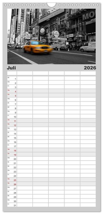 Produktbild: Familienplaner 2026 - New York &ndash; The Big Apple mit 5 Spalten (Wandkalender, 21 x 45 cm) CALVENDO