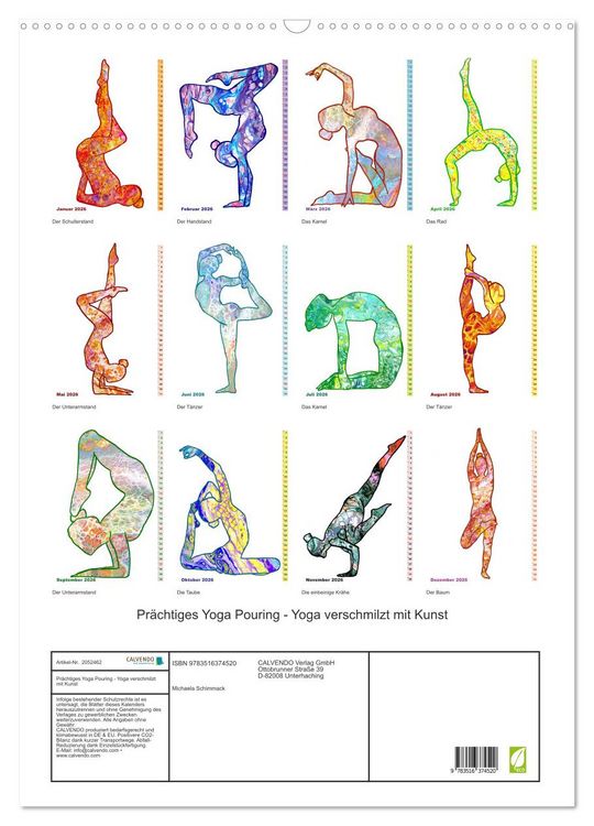 Produktbild: Pr&auml;chtiges Yoga Pouring - Yoga verschmilzt mit Kunst (Wandkalender 2026 DIN A2 hoch), CALVENDO Monatskalender